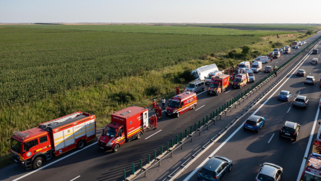 Accident grav pe autostrada A2 din județul Călărași: un copil de 9 ani, în stare critică