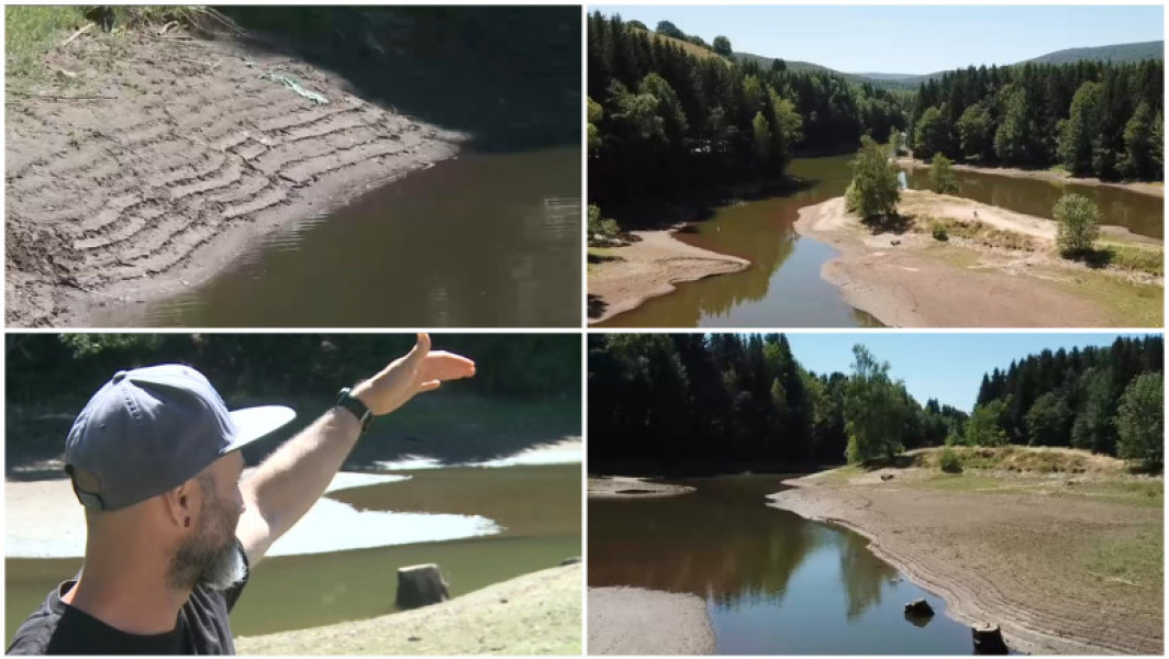 Lacul Trei Ape din Munții Semenic a secat în mod dramatic