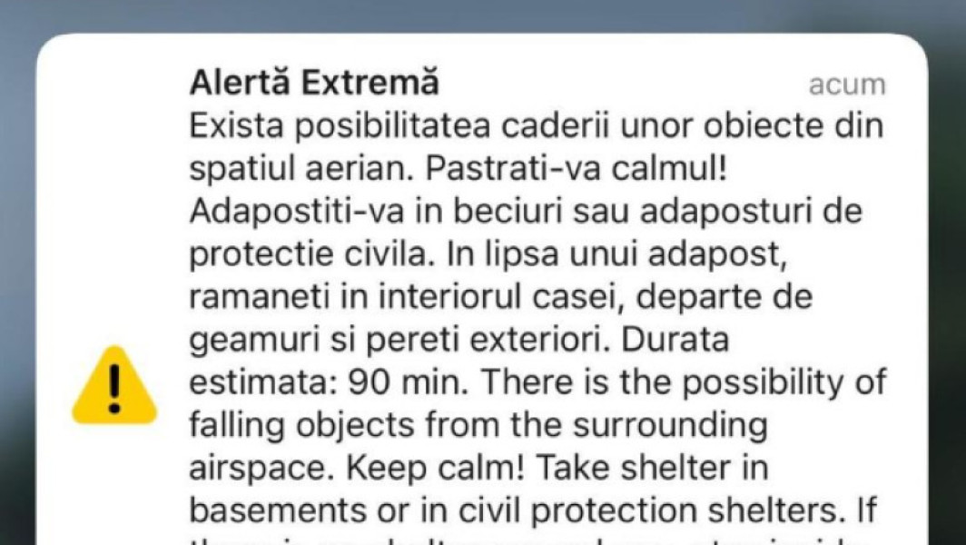 Alerte de urgență în județul Tulcea din cauza riscului de cădere a unor obiecte din aer