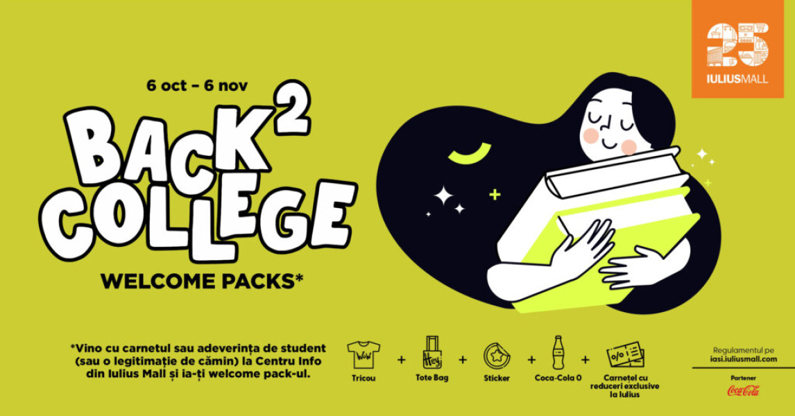 Iulius Mall Iași oferă 3.000 de welcome pack-uri pentru studenți în luna octombrie