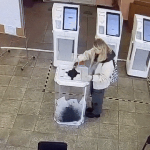 Condamnare la "muncă corecțională" pentru femeia care a vopsit urna de vot în Rusia.